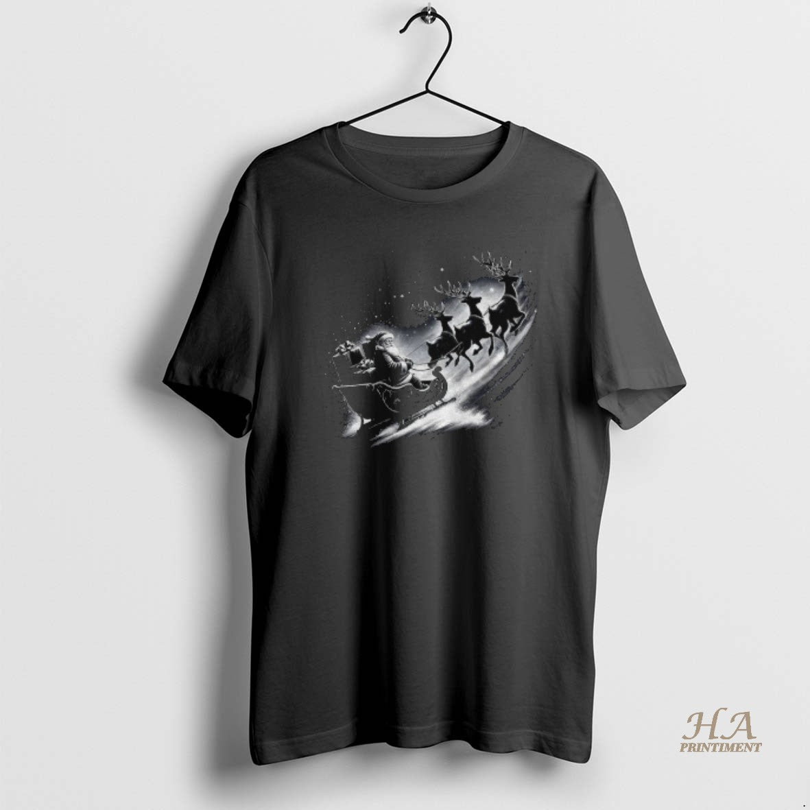 Official Retro Santa Claus Reindeer Night Sky Christmas T-Shirts, Hoodie, Sweatshirt | InkNestWear.com