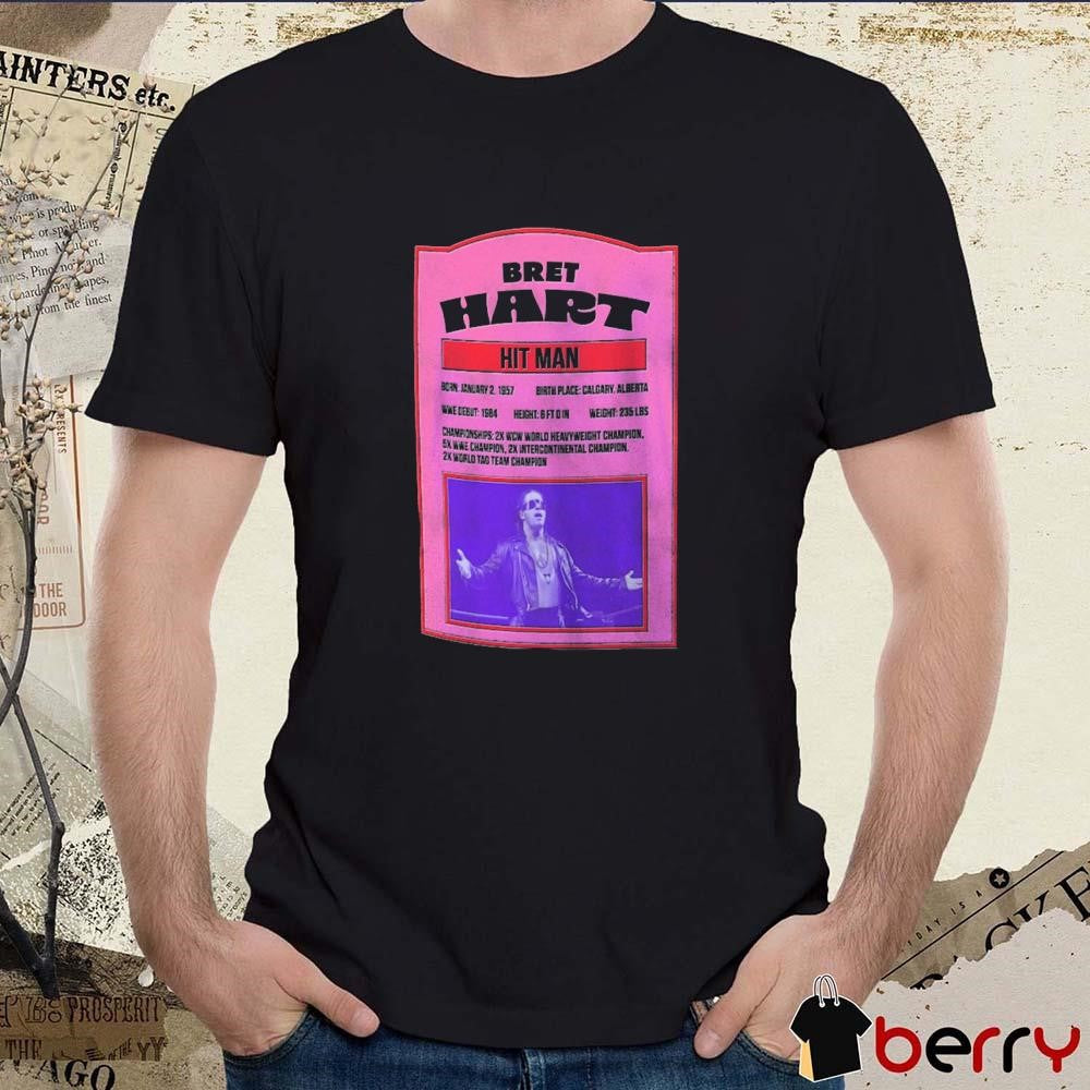 Ripple Junction Bret Hart Hitman Vintage Sports Card Born Jan 2 1957 WWE t-shirt