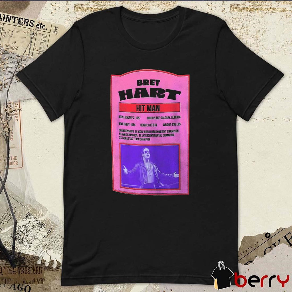 Ripple Junction Bret Hart Hitman Vintage Sports Card Born Jan 2 1957 WWE t-shirt
