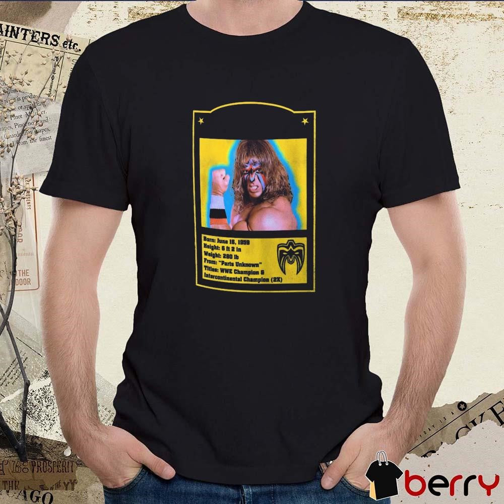 Ripple Junction The Ultimate Warrior Retro Sports Card Born June 16 1959 WWE t-shirt