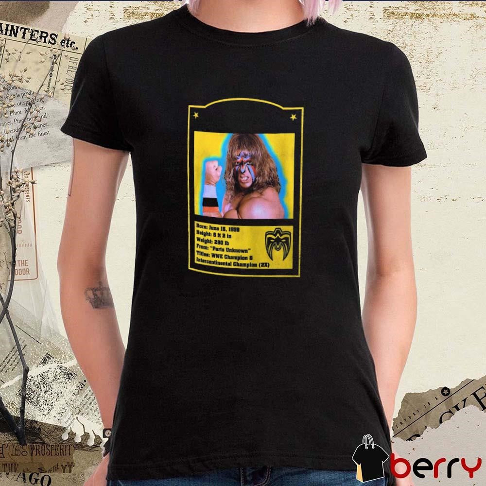 Ripple Junction The Ultimate Warrior Retro Sports Card Born June 16 1959 WWE t-shirt