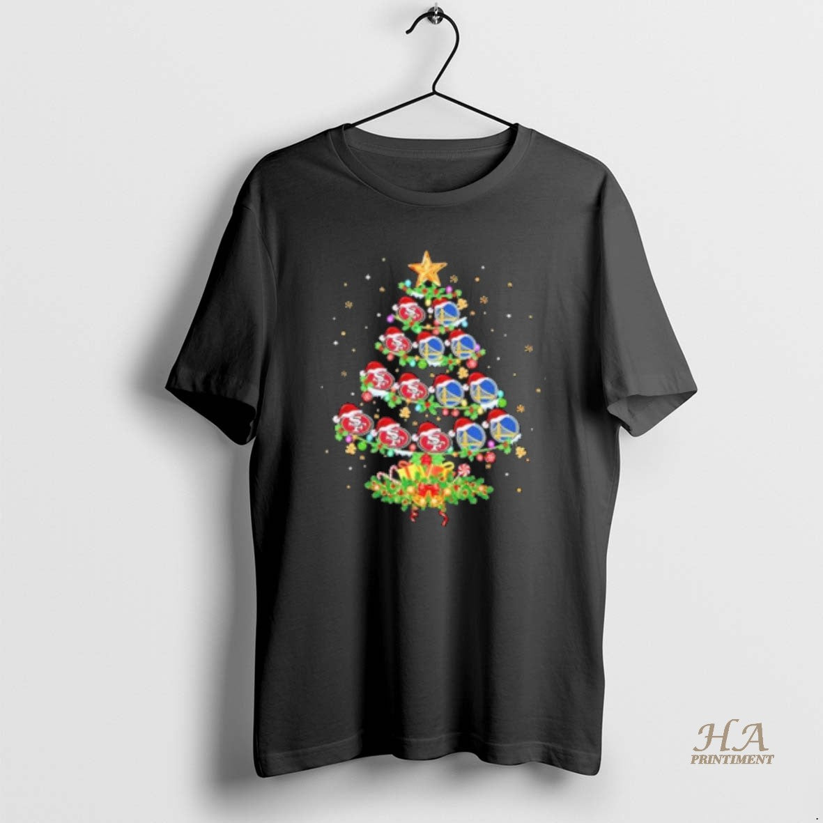 Official Sf 49ers And Golden State Warriors Christmas Tree Two Teams T-Shirts, Hoodie, Sweatshirt | InkNestWear.com