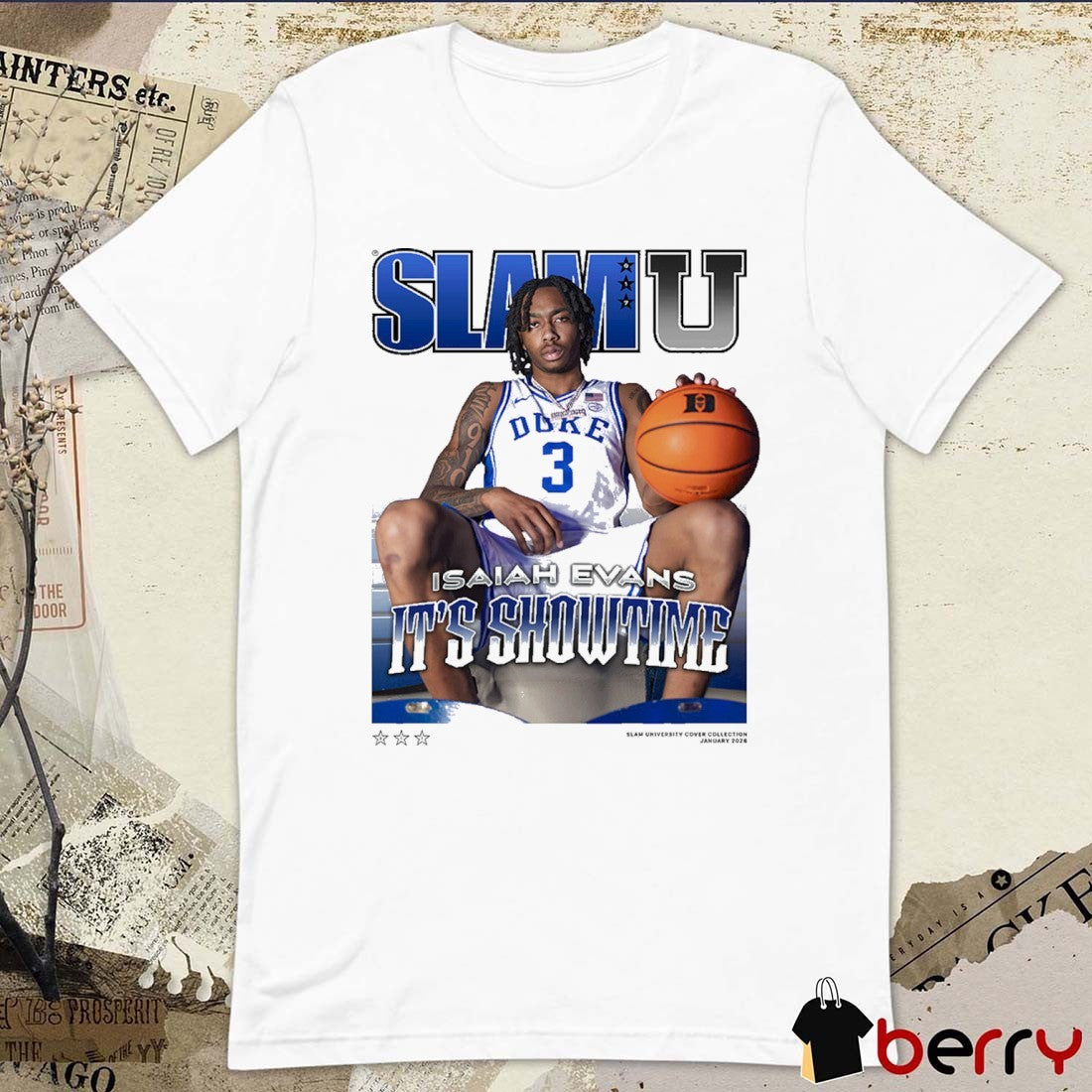 SLAM Cover Isaiah Evans It’s Showtime Duke Blue Devils Basketball t-shirt