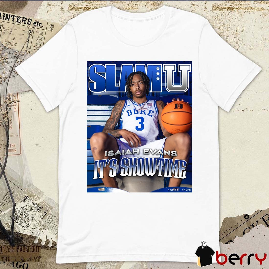 SLAM U Cover Isaiah Evans It’s Showtime Duke Blue Devils Poster t-shirt