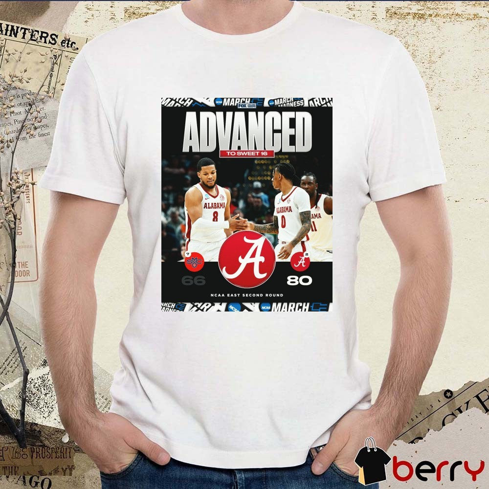 Saint Mary’s Gaels Vs Alabama Crimson Tide Final Score 66 – 80 Advanced To Sweet 16 NCAA East Second Round t-shirt
