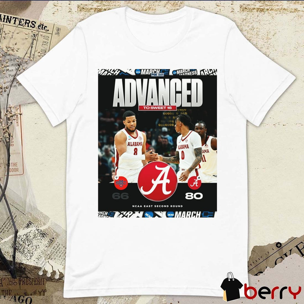 Saint Mary’s Gaels Vs Alabama Crimson Tide Final Score 66 – 80 Advanced To Sweet 16 NCAA East Second Round t-shirt