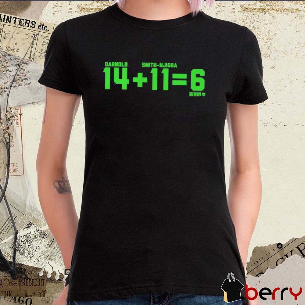 Sam Darnold and Jaxon Smith-Njigba 14 + 11 = 7 Seattle Seahawks NFL t-shirt