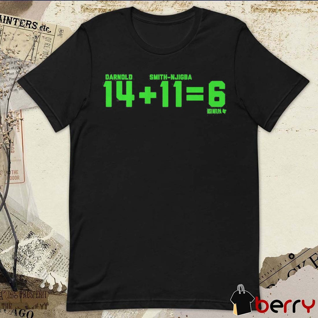 Sam Darnold and Jaxon Smith-Njigba 14 + 11 = 7 Seattle Seahawks NFL t-shirt
