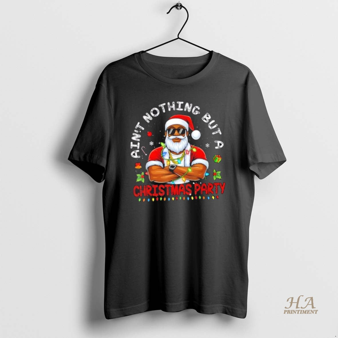 Official Santa Black Aint Nothing But A Christmas Party T-Shirts, Hoodie, Sweatshirt | InkNestWear.com