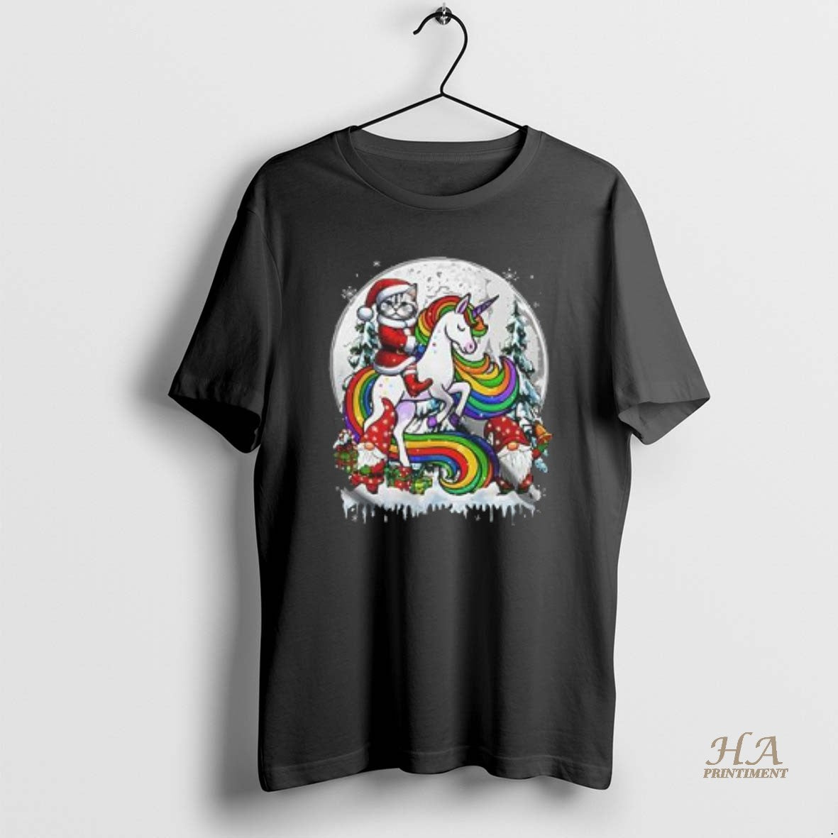 Official Santa Cat Riding Unicorn Joyful Christmas Moon Xmas Pajama Family T-Shirts, Hoodie, Sweatshirt | InkNestWear.com