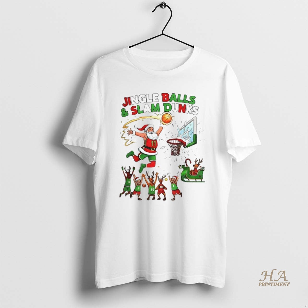 Official Santa Claus Jingle Balls And Slam Dunks Merry Christmas T-Shirts, Hoodie, Sweatshirt | InkNestWear.com