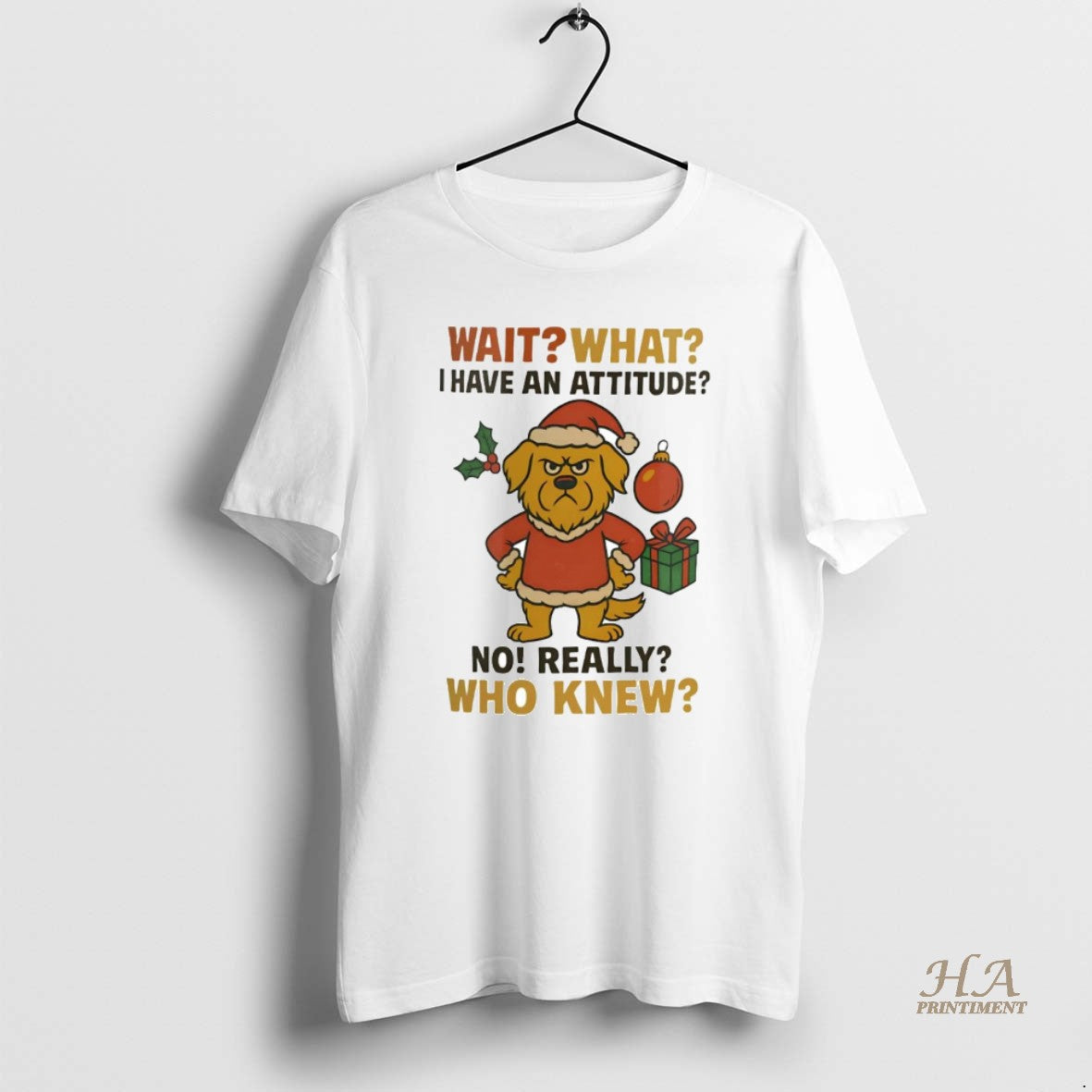 Official Santa Golden Retriever Wait What I Have An Attitude Christmas T-Shirts, Hoodie, Sweatshirt | InkNestWear.com