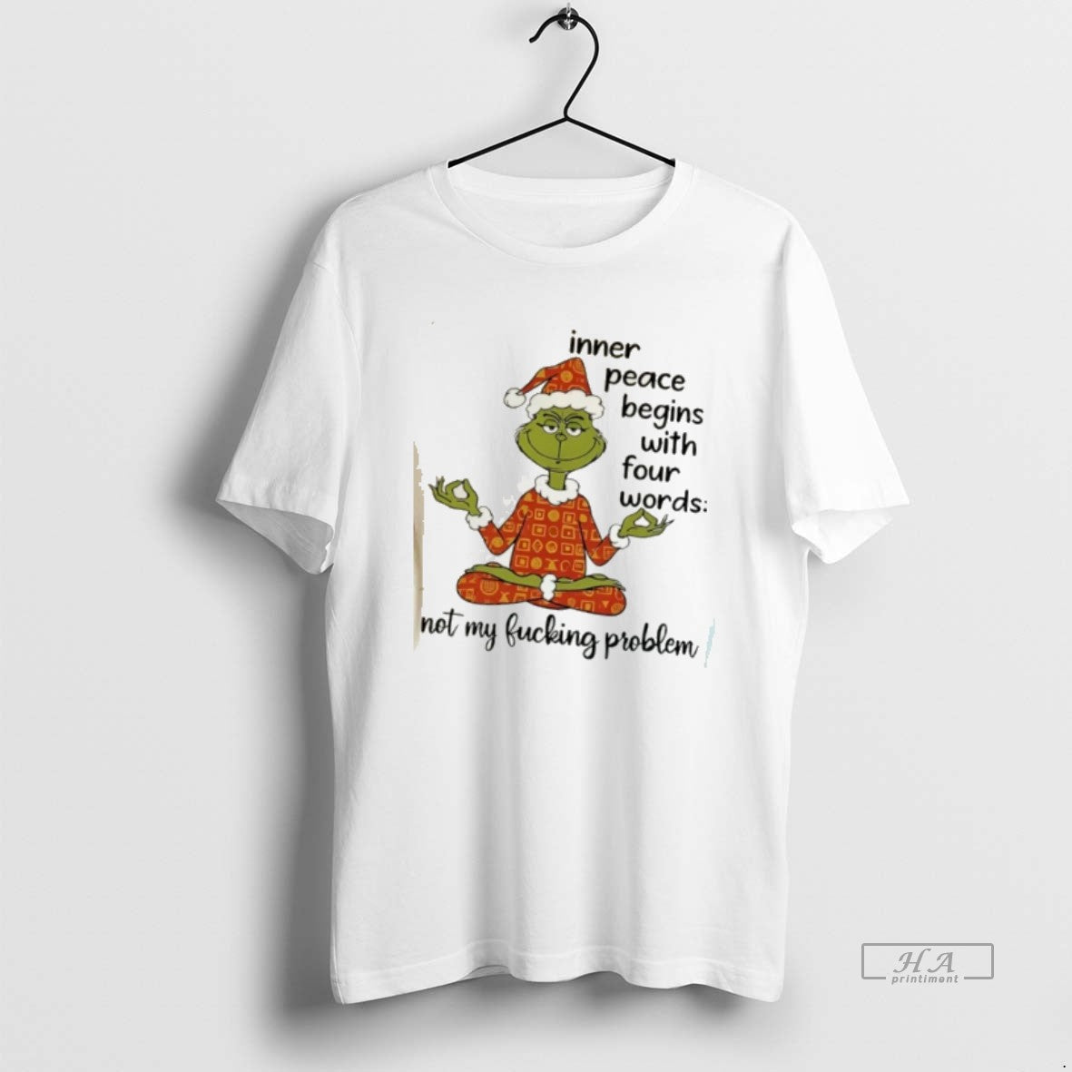 Official Santa Grinch Yoga Inner Peace Begins With Four Words Not My Fucking Problem T-Shirts, Hoodie, Sweatshirt