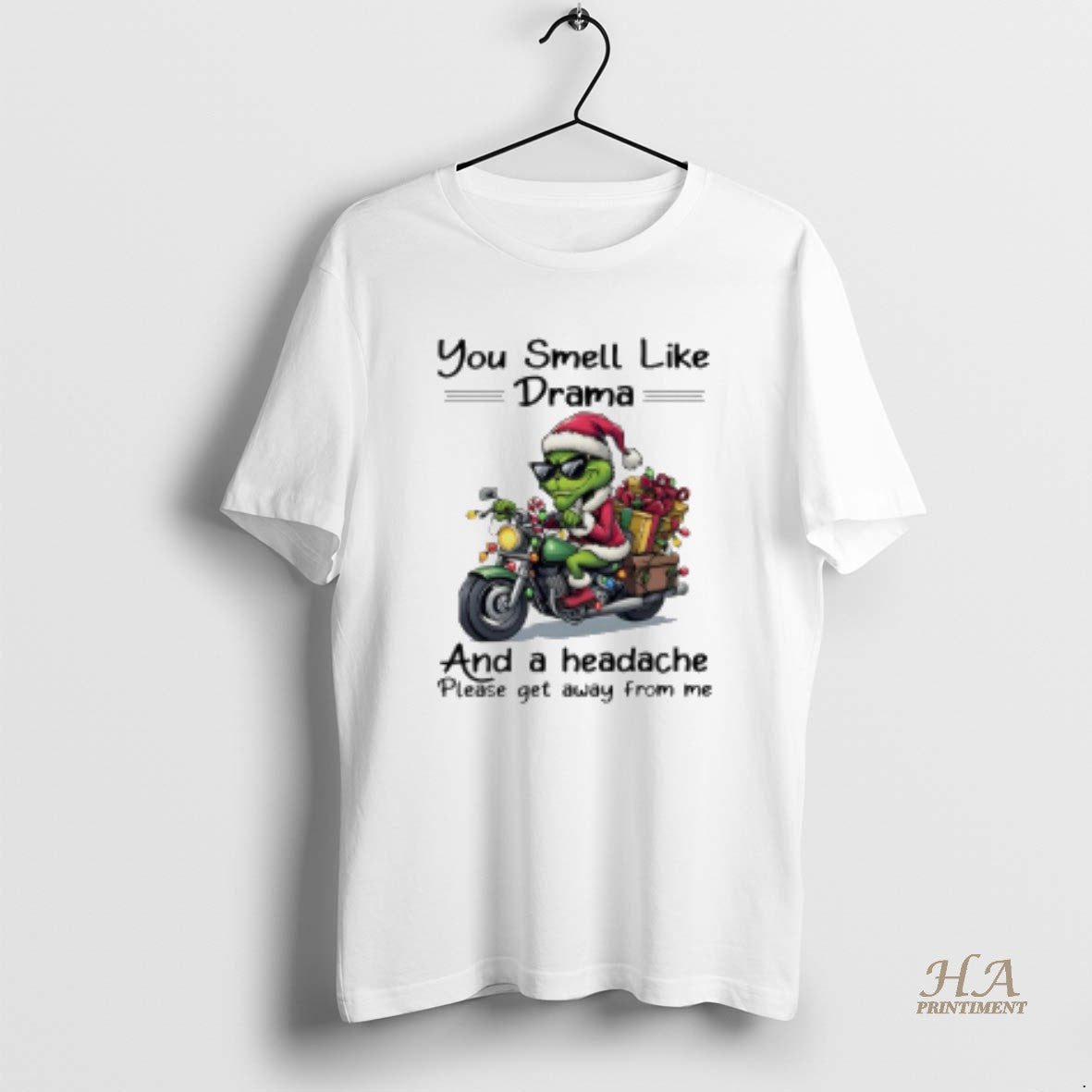 Official Santa Grinch You Smell Like Drama And A Headache Please Get Away From Me T-Shirts, Hoodie, Sweatshirt