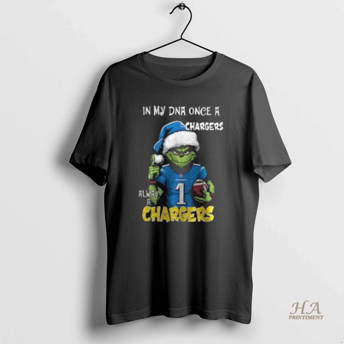 Official Santa Grinch In My Dna Once A Chargers Alway A Los Angeles Chargers Christmas T-Shirts, Hoodie, Sweatshirt