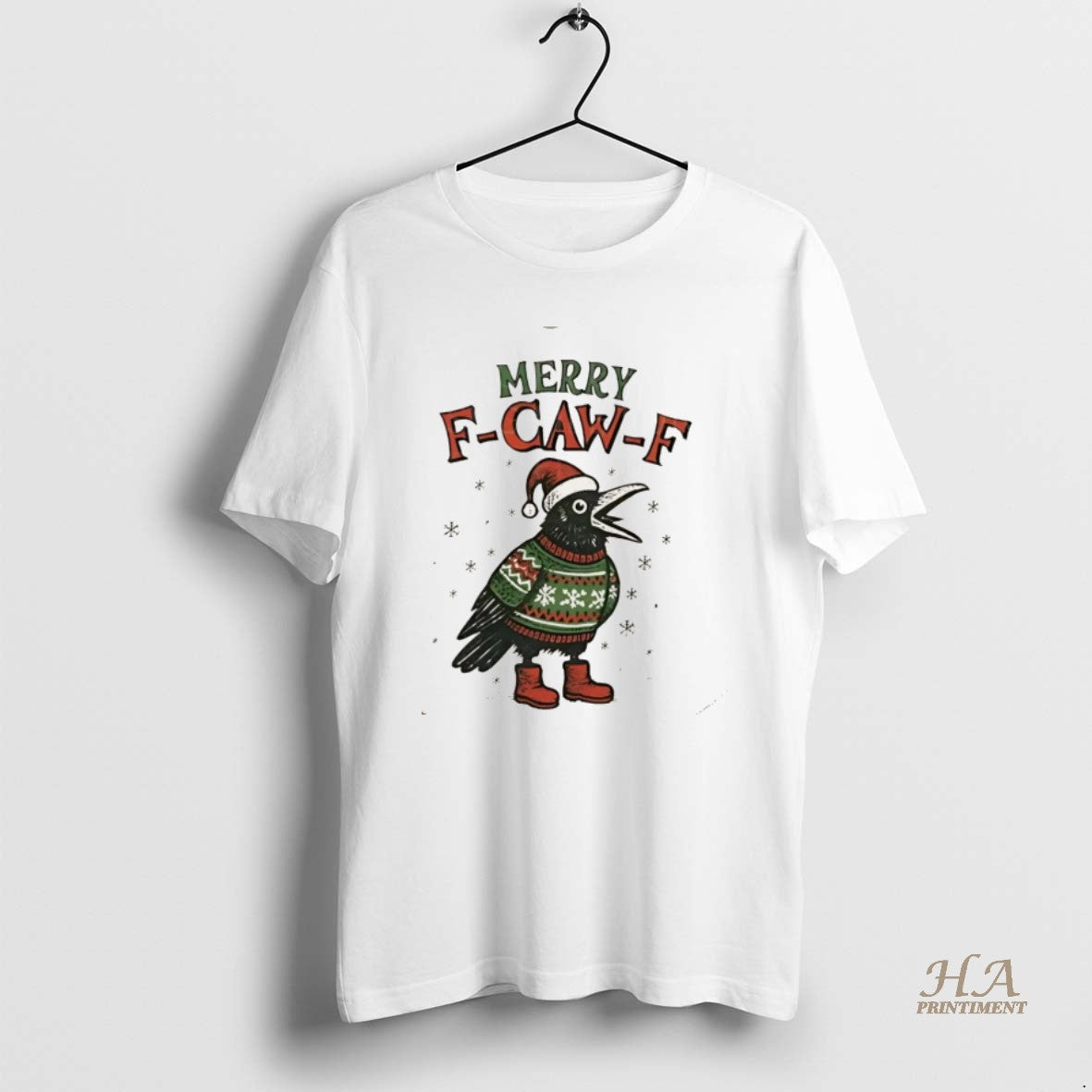 Official Santa Raven Merry F Caw F T-Shirts, Hoodie, Sweatshirt