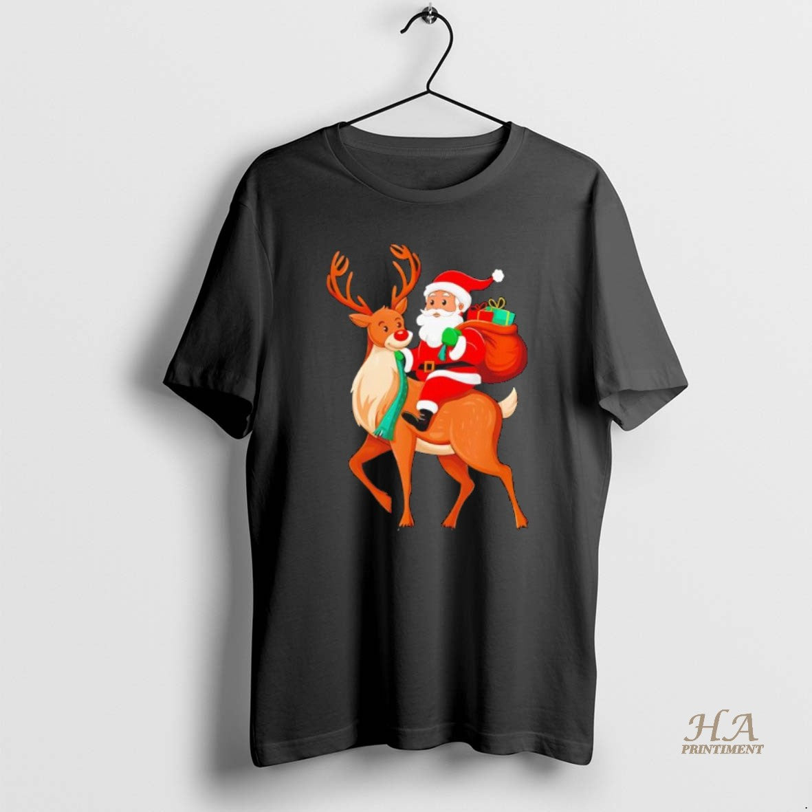 Official Santa Riding Reindeer Christmas Black T-Shirts, Hoodie, Sweatshirt | InkNestWear.com