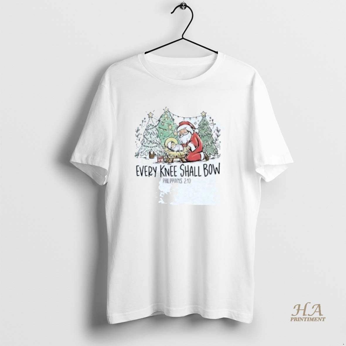 Official Santa Every Knee Shall Bow Philippians 2 10 T-Shirts, Hoodie, Sweatshirt