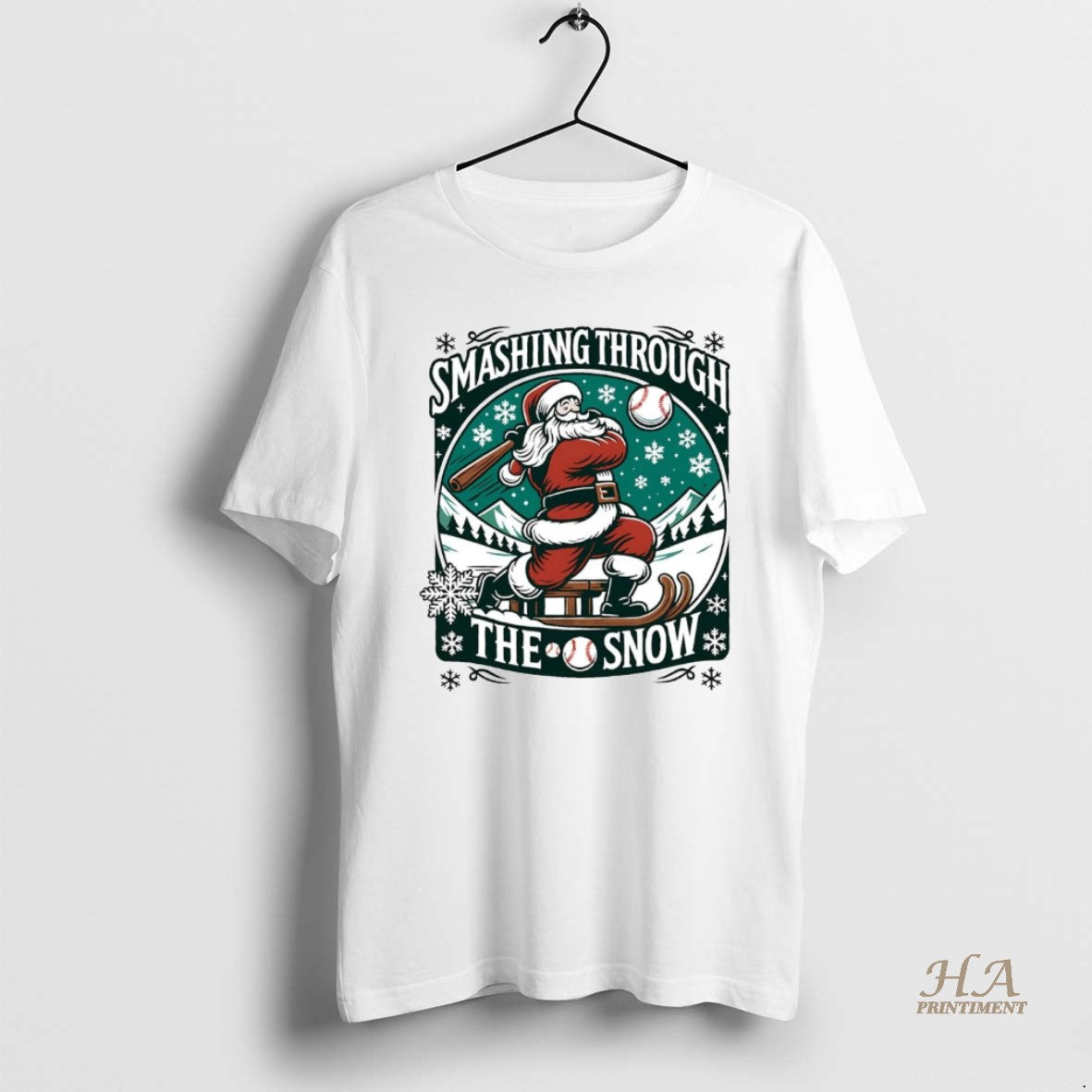 Official Santa Smashing Through The Snow Baseball Christmas T-Shirts, Hoodie, Sweatshirt | InkNestWear.com