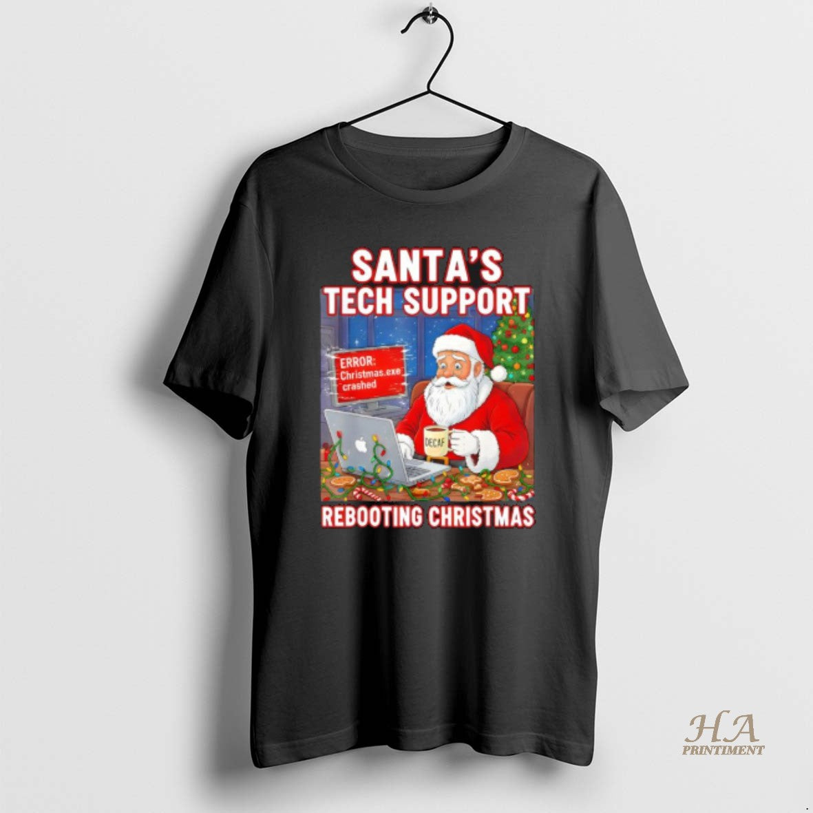 Official Santas Tech Support Rebooting Christmas Decaf T-Shirts, Hoodie, Sweatshirt | InkNestWear.com