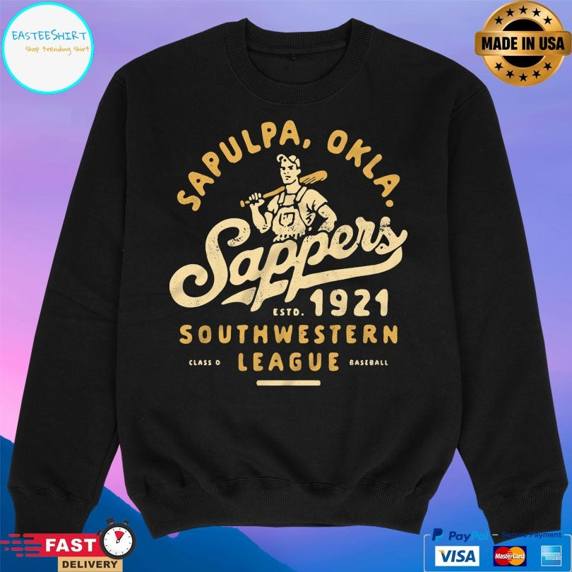 Sapulpa Okla Sappers Estd 1921 Southwestern League Class D Baseball T-shirt