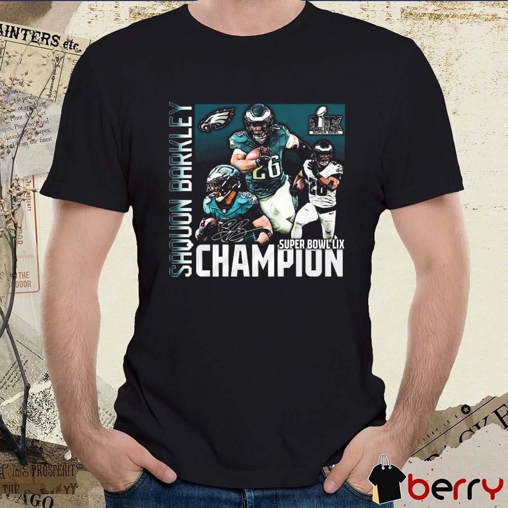 Saquon Barkley Philadelphia Eagles NFL Football Super Bowl LIX Champions Signature Graphic t-shirt