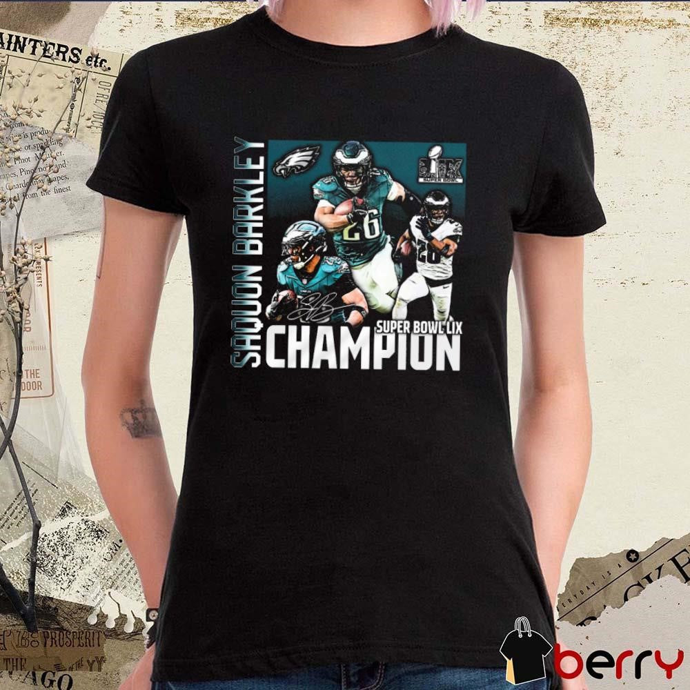 Saquon Barkley Philadelphia Eagles NFL Football Super Bowl LIX Champions Signature Graphic t-shirt