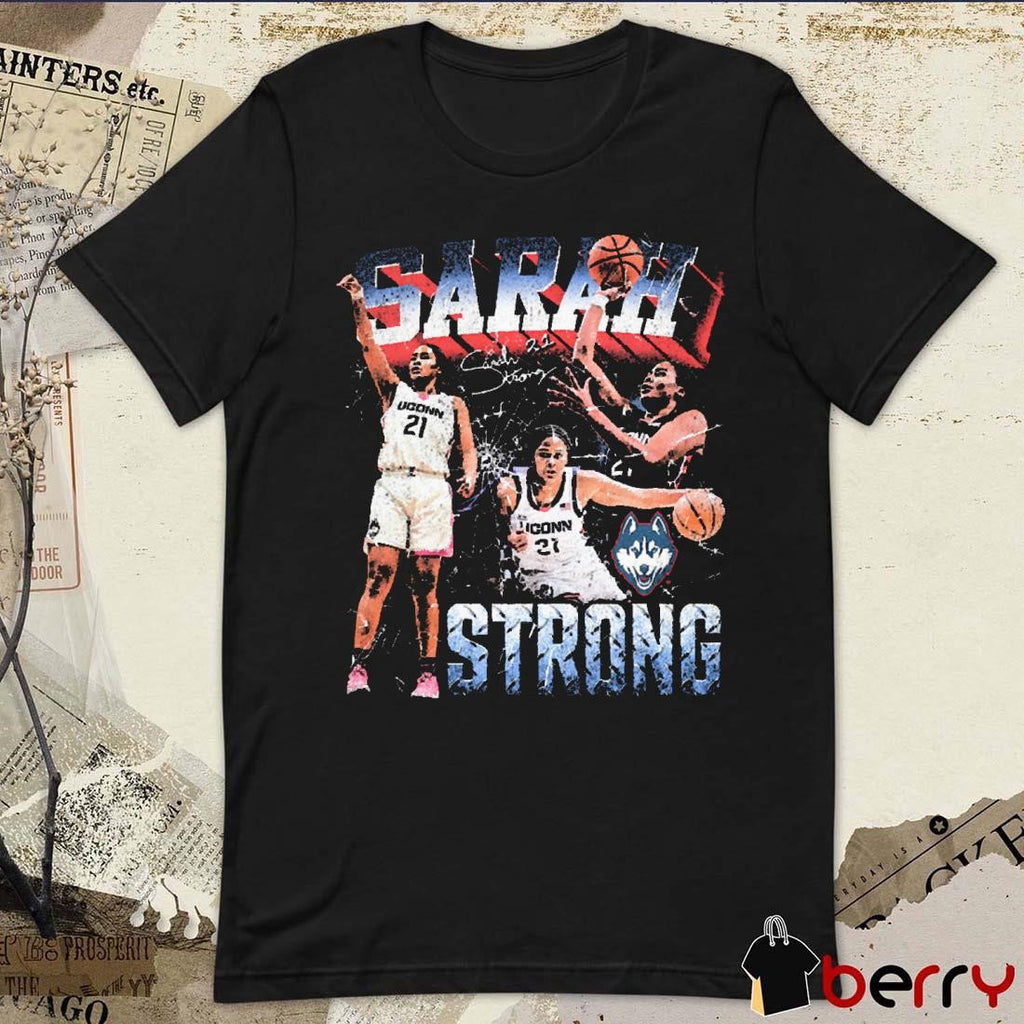 Sarah Strong UConn Huskies Big East Conference 90s Retro Painting Signature t-shirt