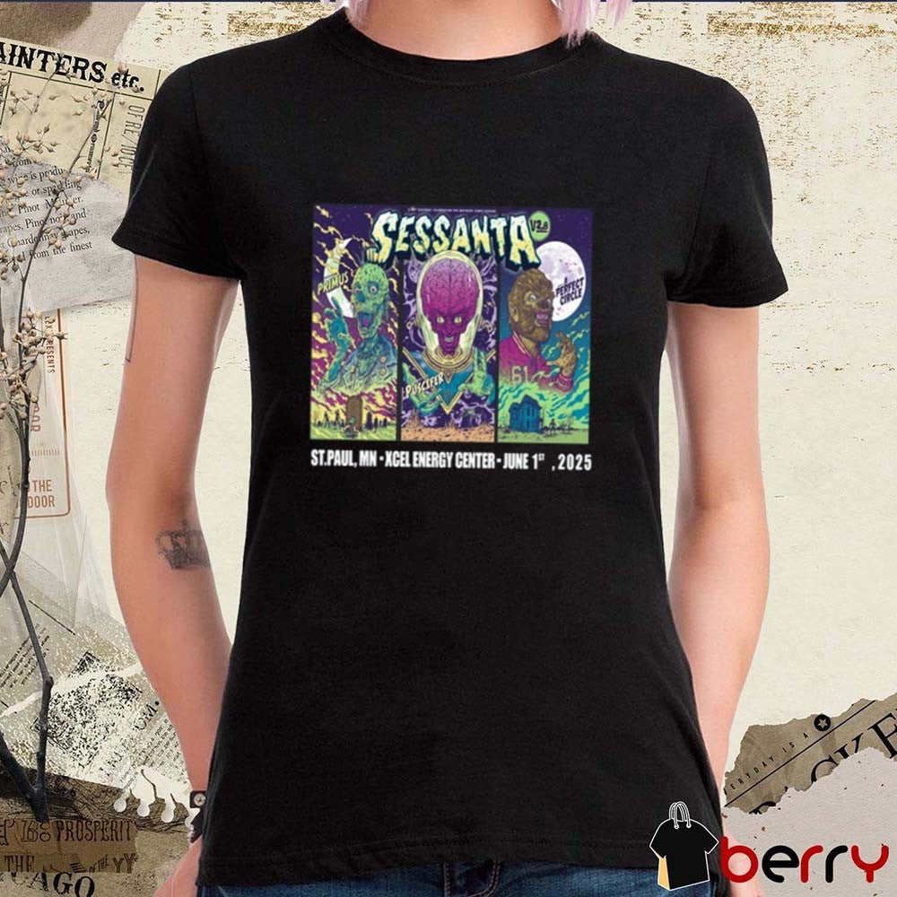 Sessanta V2.0 Primus Puscifer And A Perfect Circle S.T Paul MN On June 1th 2025 Xcel Energy Center t-shirt