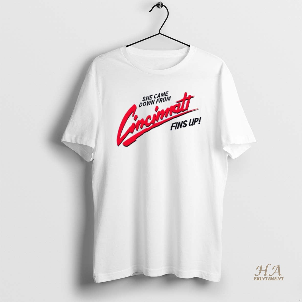Official She Came Down From Cincinnati Fins Up T-Shirts, Hoodie, Sweatshirt | InkNestWear.com