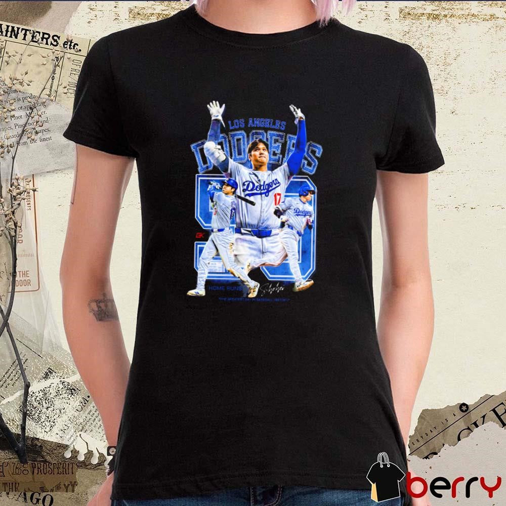 Shohei Ohtani Los Angeles Dodgers 50 Home Runs The Greatest Day In Baseball History Signature Graphic t-shirt