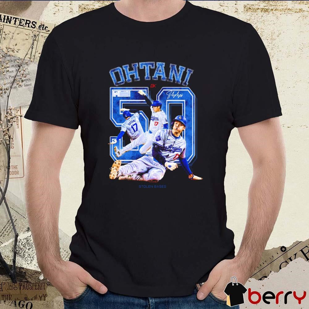 Shohei Ohtani Los Angeles Dodgers MLB 50 Stolen Bases Signature Graphic t-shirt