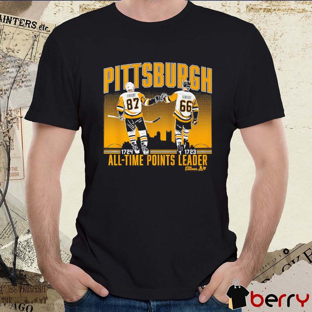 Sidney Crosby and Mario Lemieux Pittsburgh Penguins All-Time Points Leader t-shirt