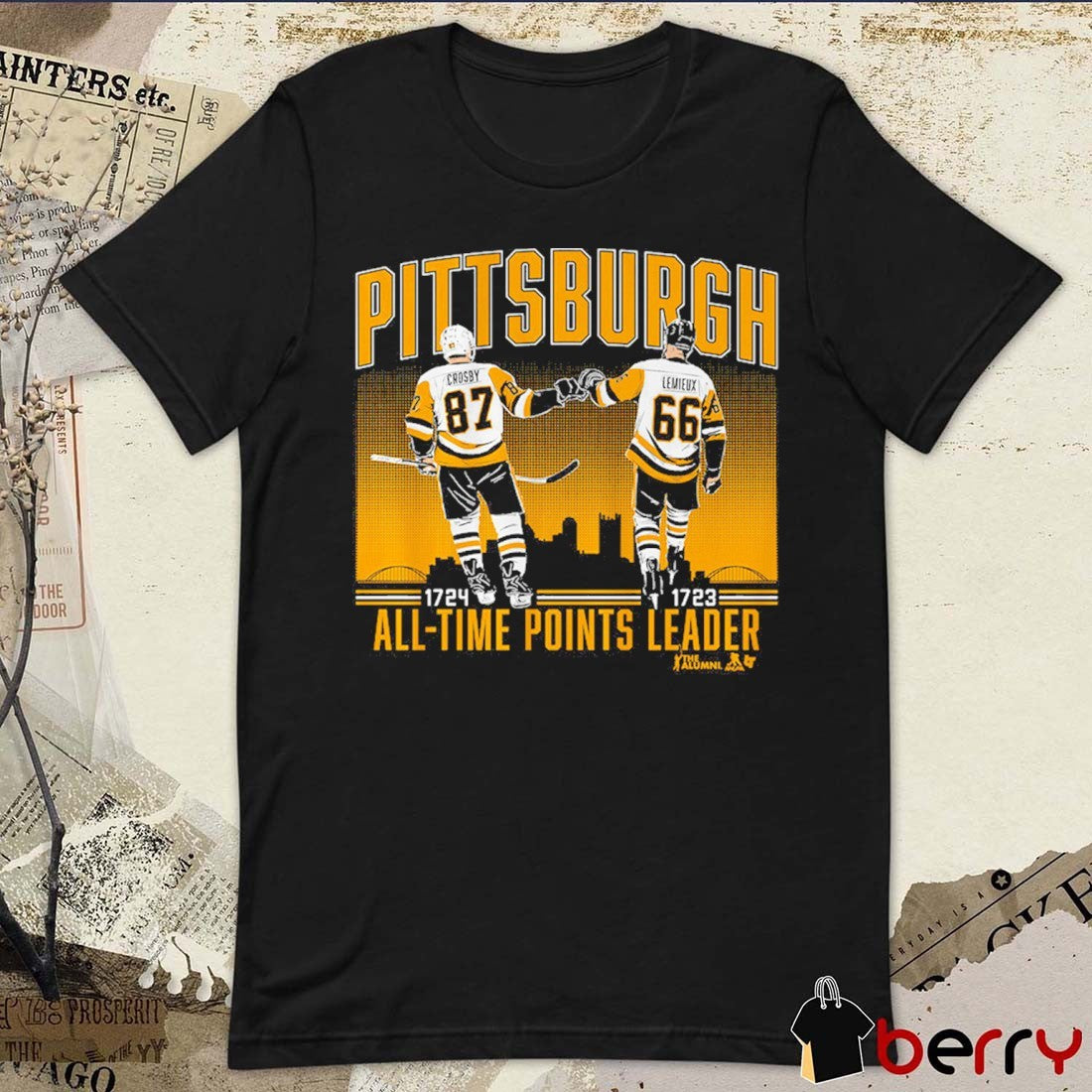 Sidney Crosby and Mario Lemieux Pittsburgh Penguins All-Time Points Leader t-shirt