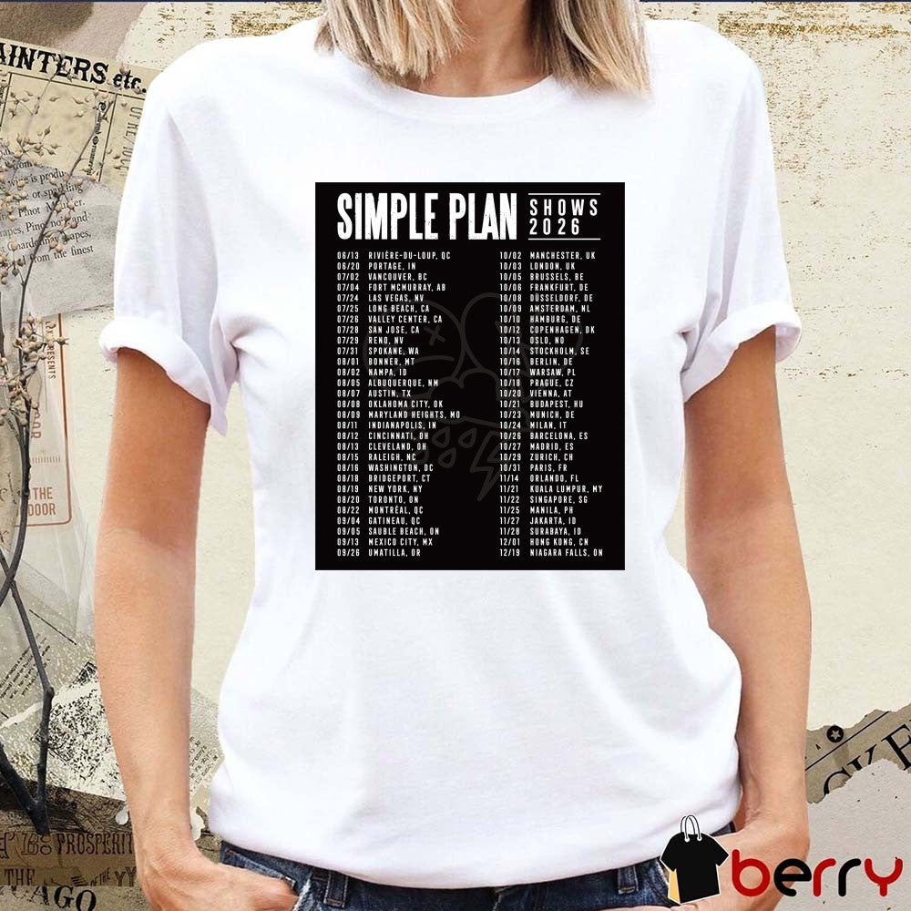 Simple Plan Bigger Than You Think Tour 2026 Europe, UK and Southeast Asia Poster t-shirt