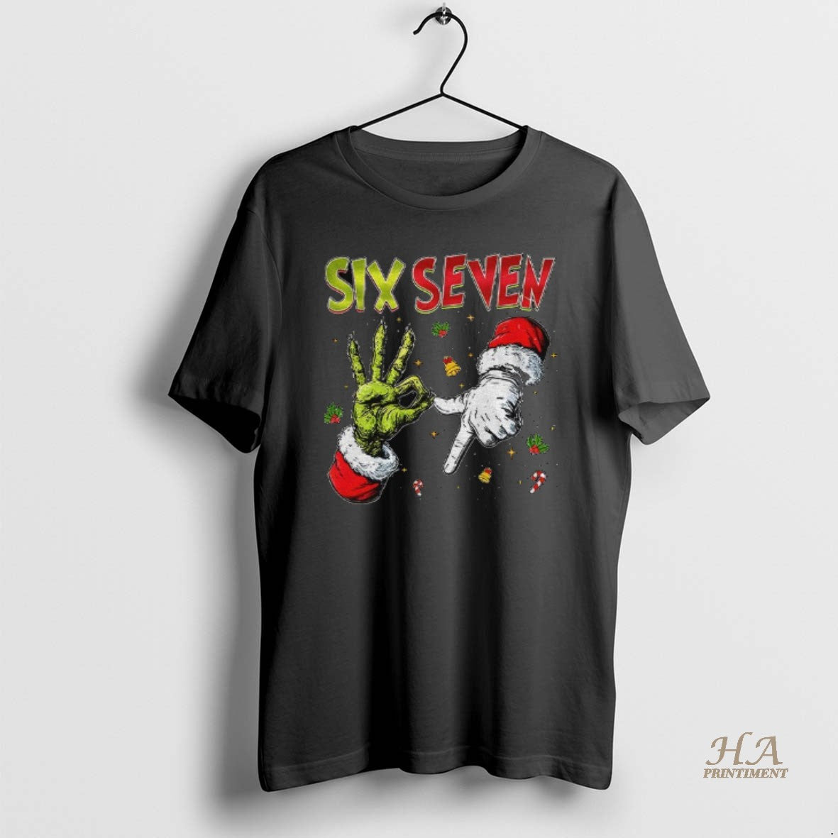 Official Six Seven 67 Meme Christmas Grinch Santa Hand T-Shirts, Hoodie, Sweatshirt | InkNestWear.com