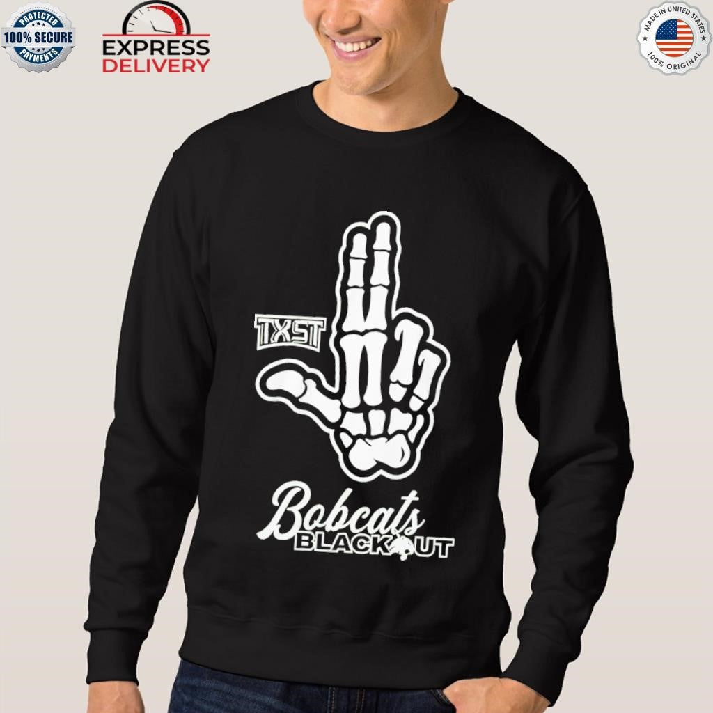 Skeleton Hand Txst Texas State Bobcats Blackout Shirt