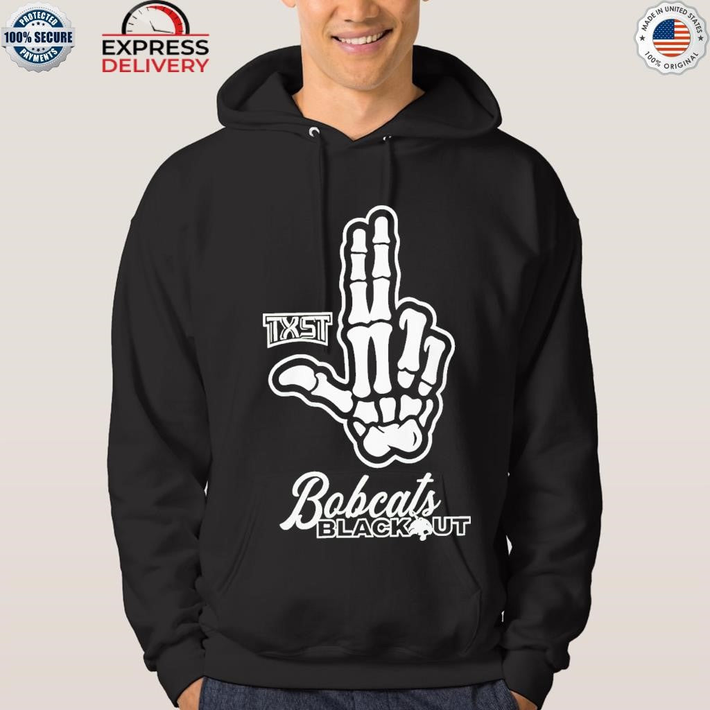 Skeleton Hand Txst Texas State Bobcats Blackout Shirt