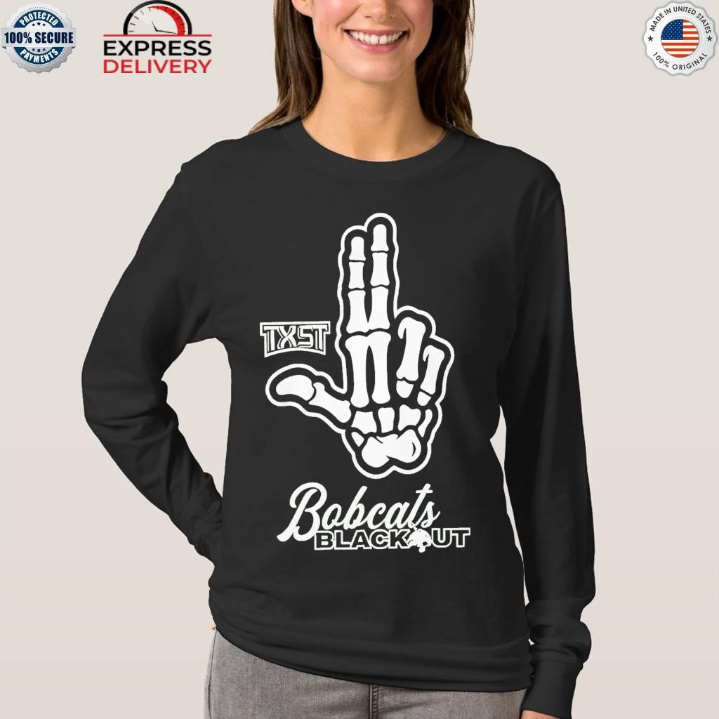 Skeleton Hand Txst Texas State Bobcats Blackout Shirt