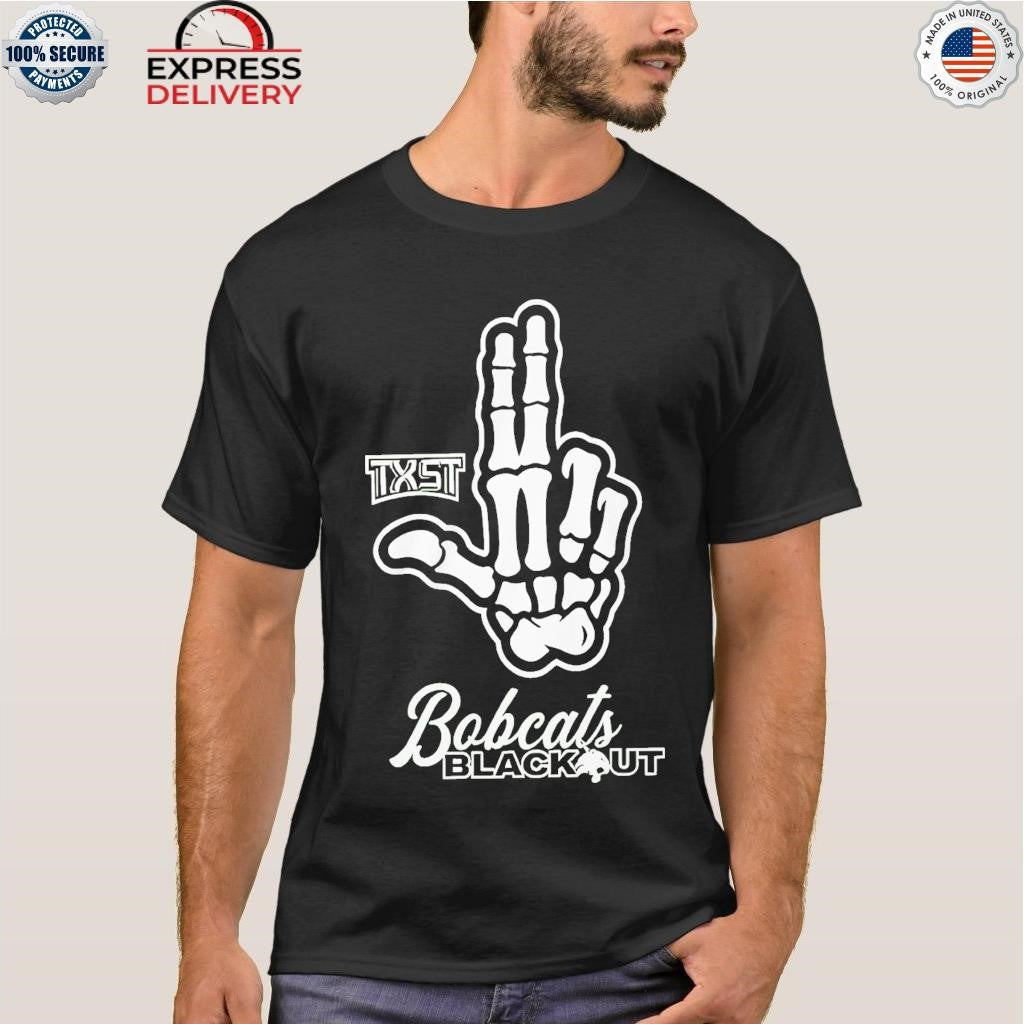Skeleton Hand Txst Texas State Bobcats Blackout Shirt