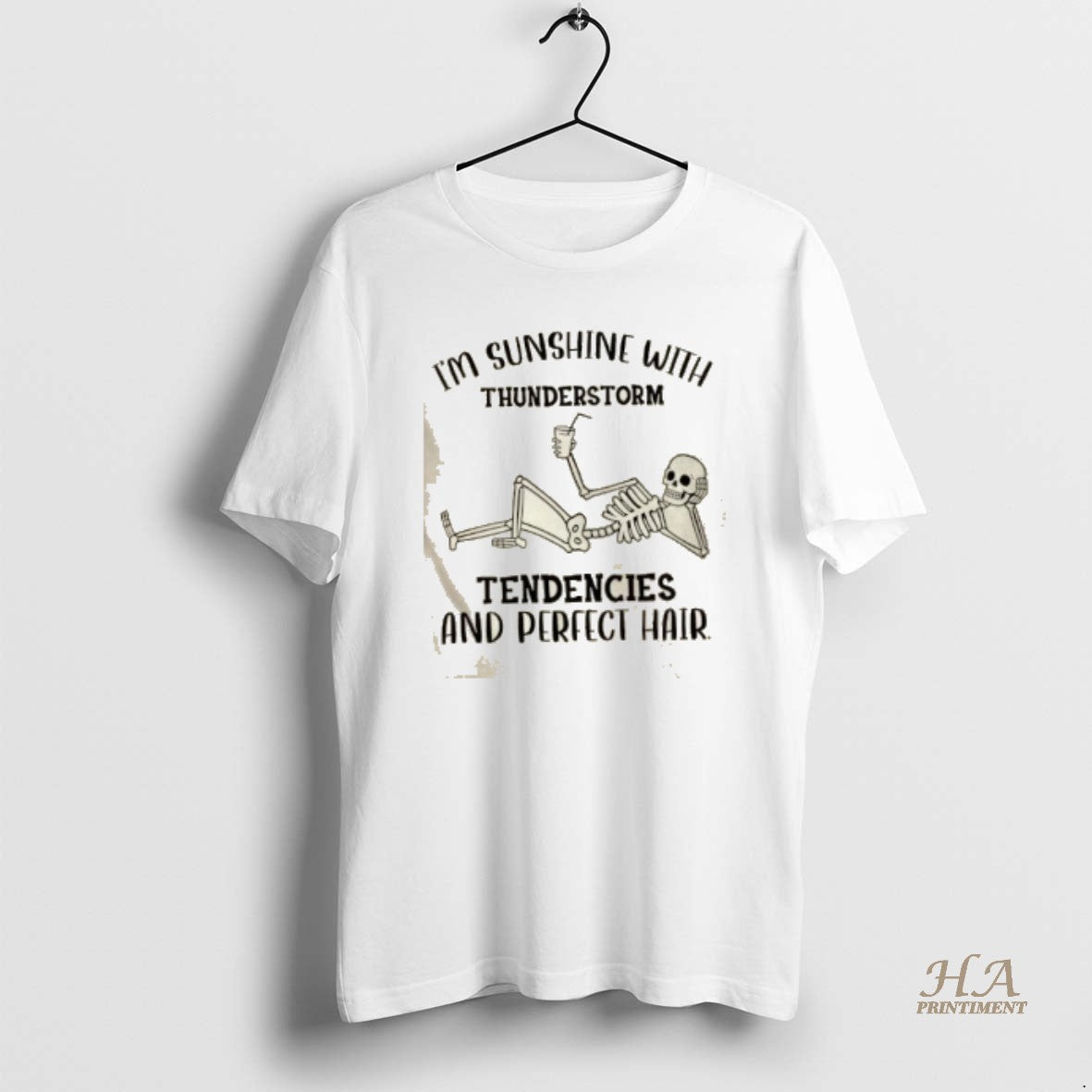 Official Skeleton Im Sunshine With Thunderstorm Tendencies And Perfect Hair T-Shirts, Hoodie, Sweatshirt | InkNestWear.com
