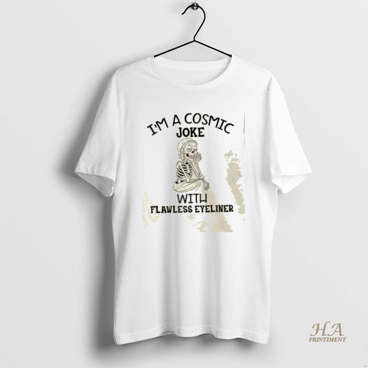 Official Skeleton Girl Im A Cosmic Joke With Flawless Eyeliner T-Shirts, Hoodie, Sweatshirt | InkNestWear.com