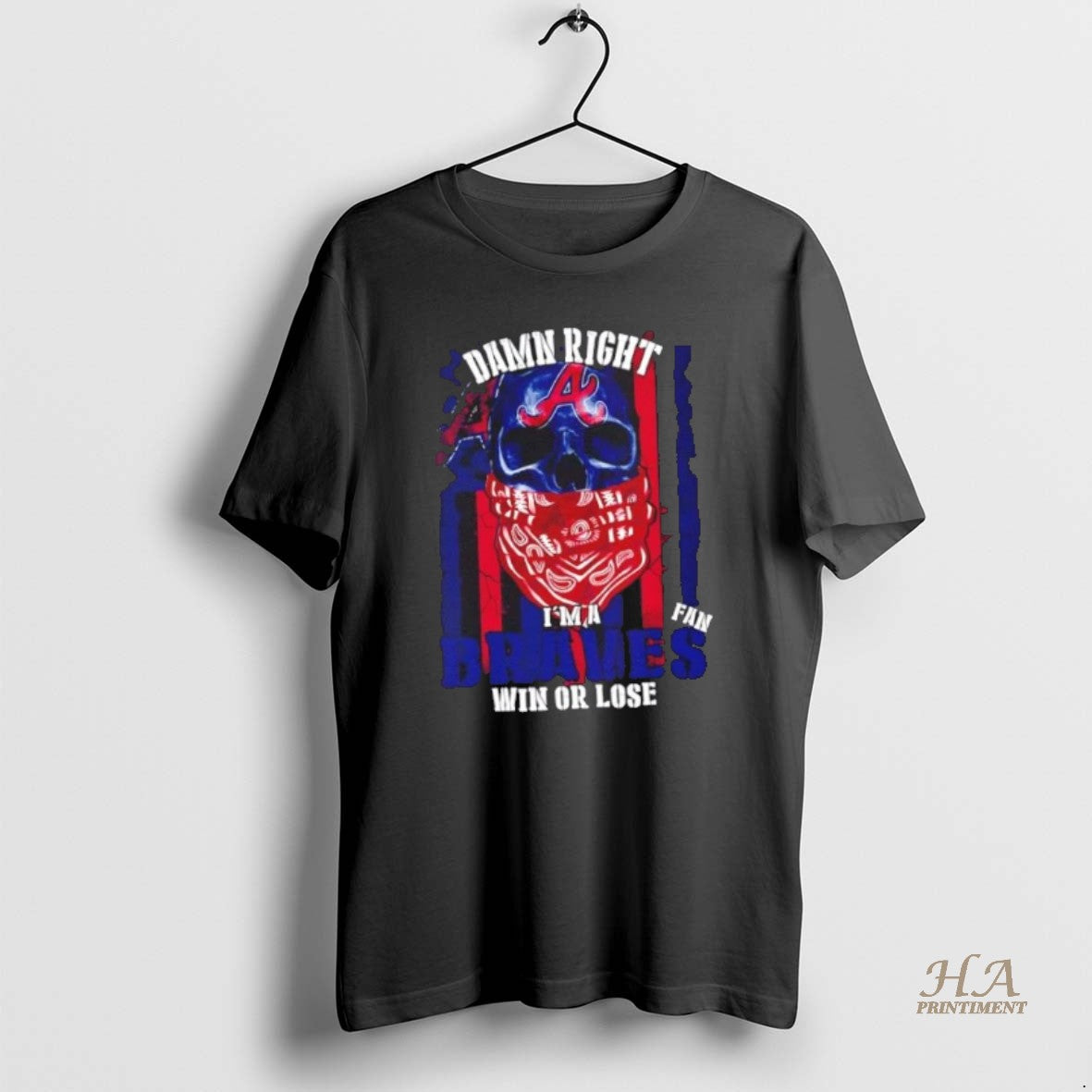 Official Skull Damn Right Im A Atlanta Braves Fan Win Or Lose Us Flag T-Shirts, Hoodie, Sweatshirt | InkNestWear.com