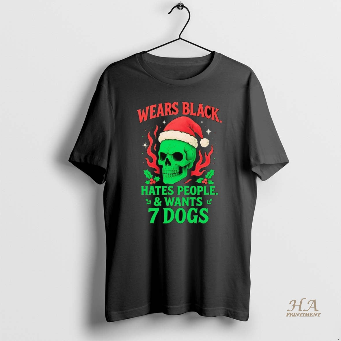 Official Skull Wears Black Hates People And Wants 7 Dogs Christmas T-Shirts, Hoodie, Sweatshirt | InkNestWear.com