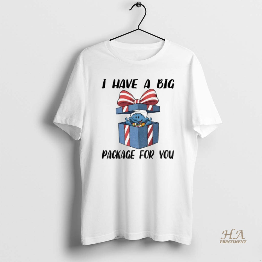 Official Smurfs Middle Finger I Have A Big Package For You Merry Christmas T-Shirts, Hoodie, Sweatshirt | InkNestWear.com