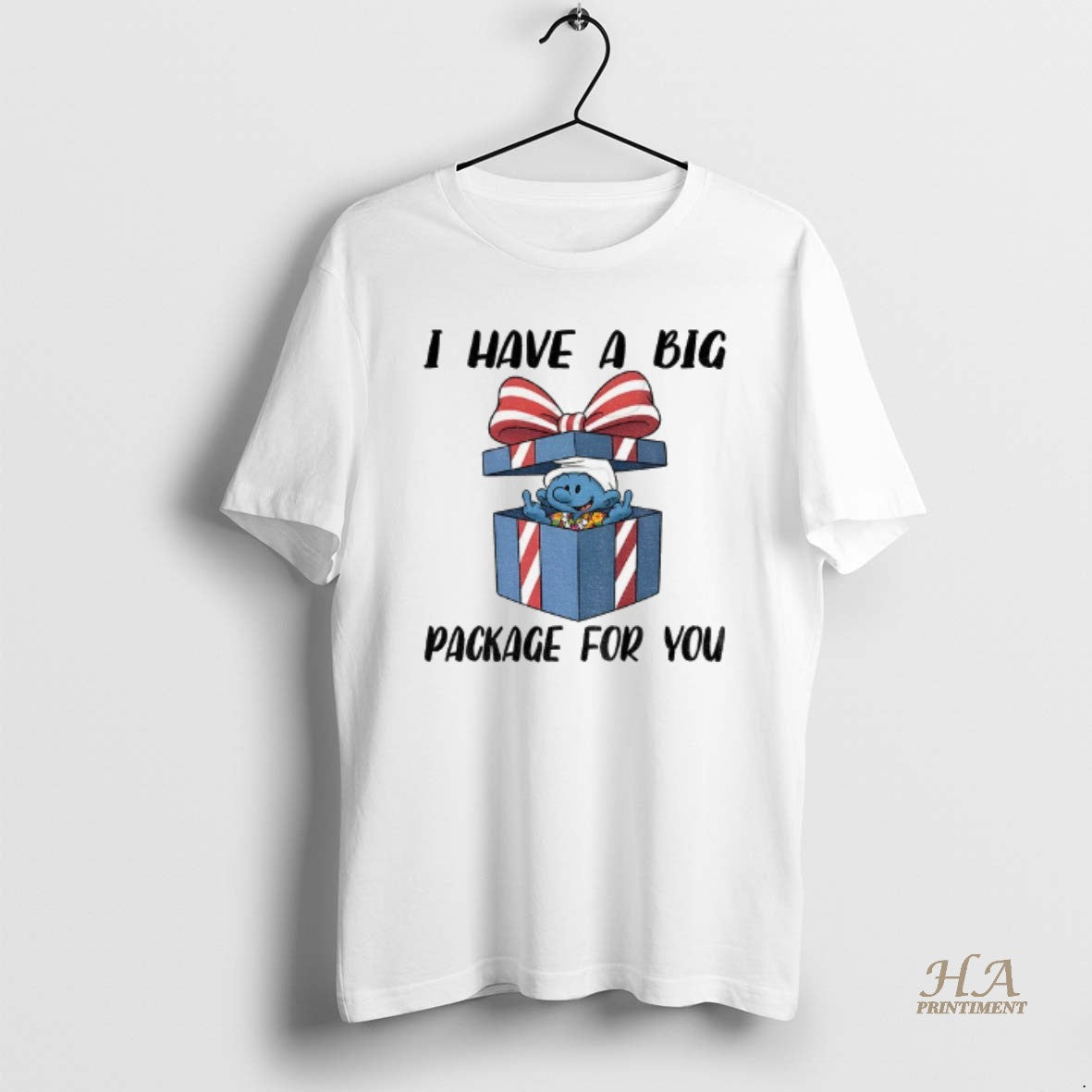 Official Smurfs Middle Finger I Have A Big Package For You Merry Christmas T-Shirts, Hoodie, Sweatshirt | InkNestWear.com