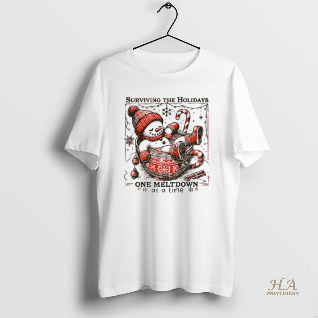 Official Snowman Surviving The Holidays One Meltdown At A Time Xmas T-Shirts, Hoodie, Sweatshirt | InkNestWear.com