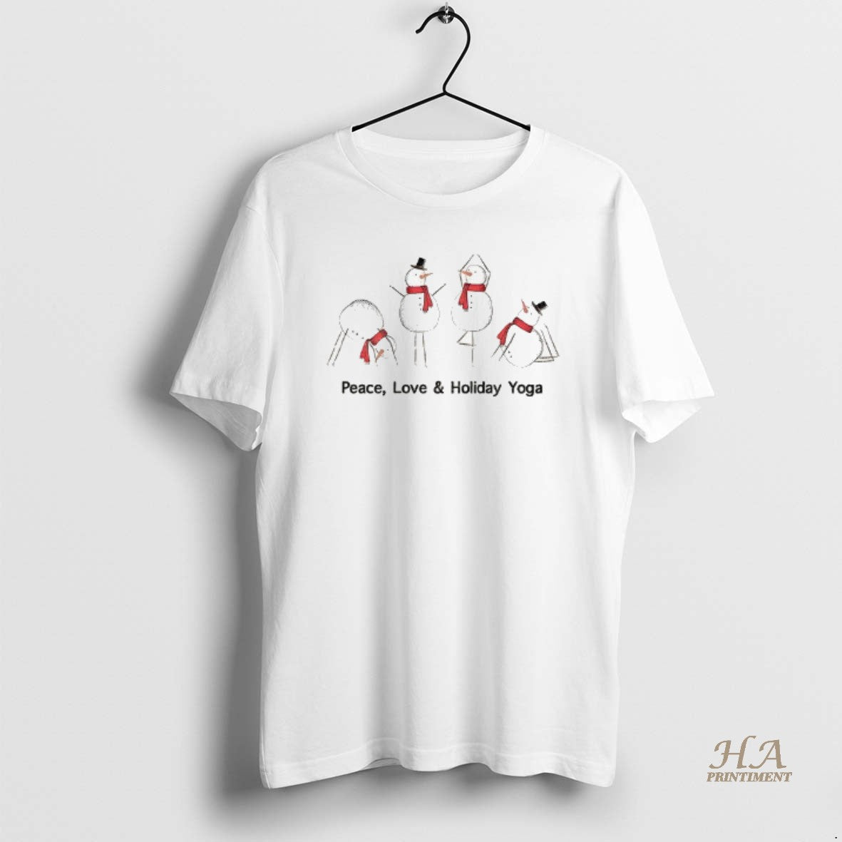 Official Snowmen Doing Yoga Peace Love And Holiday Yoga Merry Christmas T-Shirts, Hoodie, Sweatshirt | InkNestWear.com