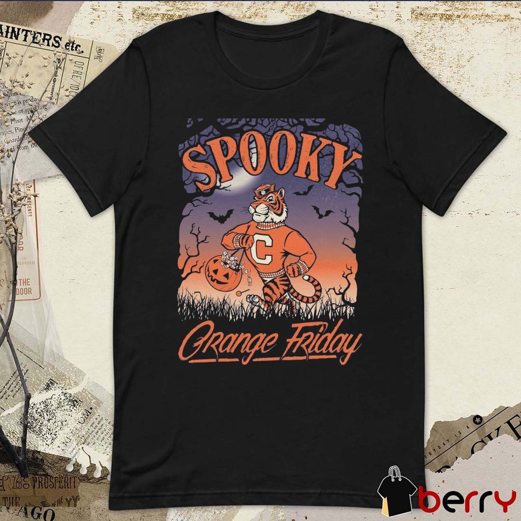 Spooky Orange Friday in Tigertown Clemson Tigers Halloween 2025 t-shirt