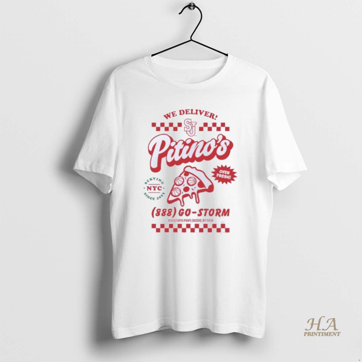 Official St Johns Red Storm Pizza We Deliver Pitinos Oven Fresh T-Shirts, Hoodie, Sweatshirt | InkNestWear.com